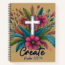 Create Christian | Psalm 139 Floral Cross Journal