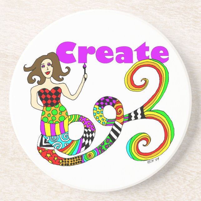 Create Colourful Mermaid Muse Coaster (Front)