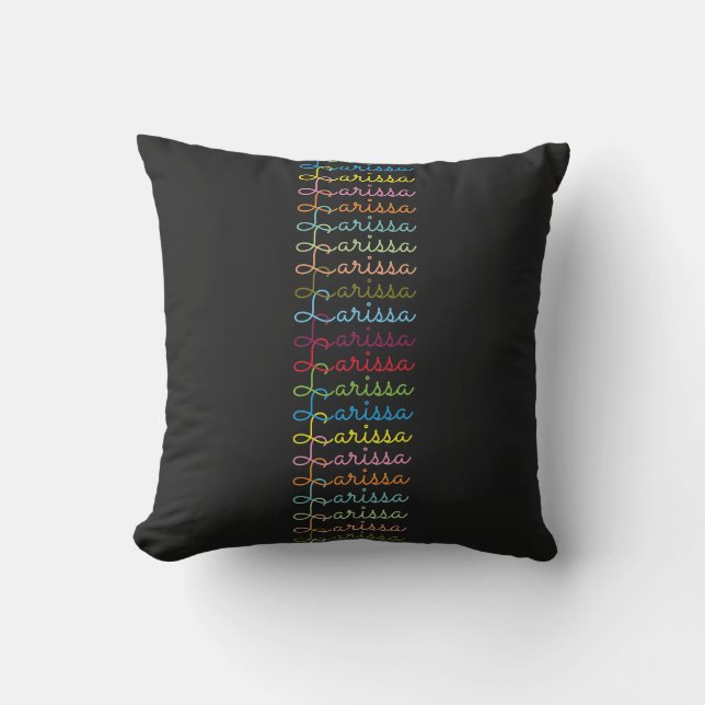 create colourful name typography black outdoor cushion (Front)