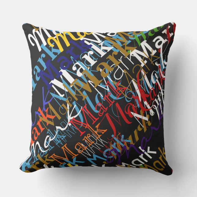 create colourful names pattern . custom outdoor cushion (Front)