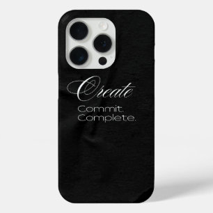 'Create. Commit. Complete.' Minimalist Typography iPhone 15 Pro Case