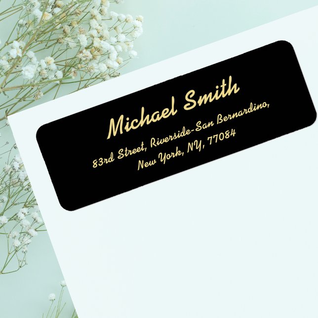 Create Custom Black Golden Elegant Return Address Label (Create Custom Black Golden Elegant Return Address Label)
