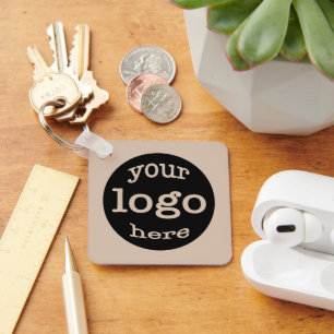 Create Custom Business Logo QR Code Coffee Brown Key Ring