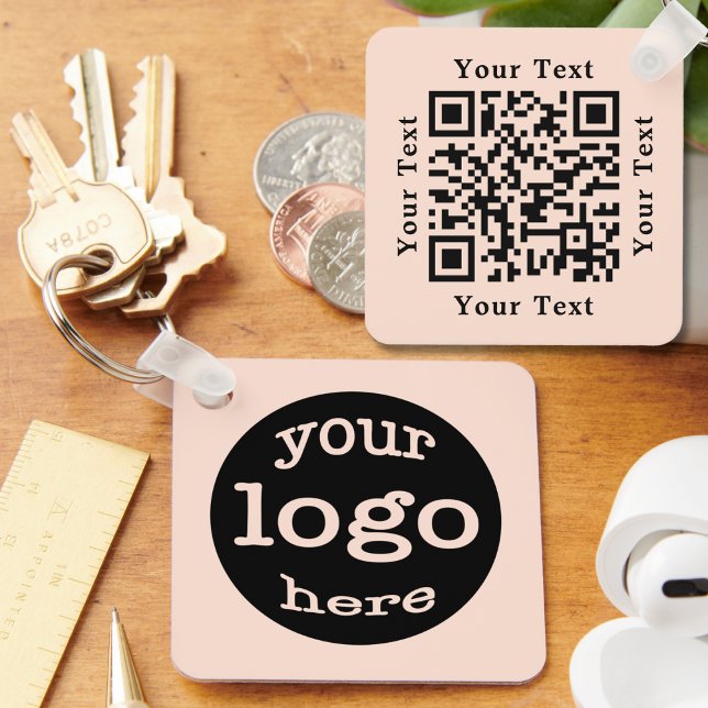 Create Custom Business Logo QR Code Rose Gold Key Ring (Create Custom Business Logo QR Code Rose Gold Keychain)