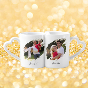 Create Custom Couple Photo Text Lovers Anniversary Coffee Mug Set