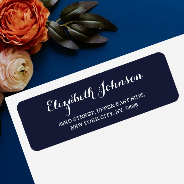 Create Custom Elegant Navy Blue Return Address Label (Create Custom Elegant Navy Blue Return Address Label)