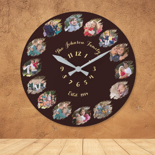 Create Custom Family Photo Collage Personalized Large Clock