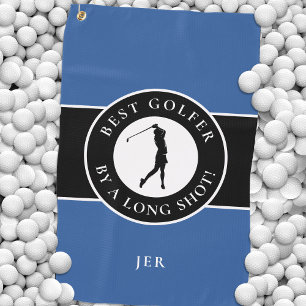 Create Custom Fun Golf Lover Modern Golfer Blue Golf Towel