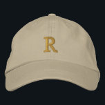 Create Custom Gold Monogram Mens Womens Kids Khaki Embroidered Hat<br><div class="desc">Create your own custom, personalised, golden monogrammed, cool, stylish, good-looking, comfortable, kids boys girls teens mens womens unisex Alternative Apparel chino twill baseball cap / hat, with your monogram on the front, and featuring a pre-curved bill, cloth strap, an antique brass slide buckle closure with tuck-in grommet - so it...</div>