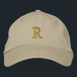 Create Custom Gold Monogram Mens Womens Kids Khaki Embroidered Hat<br><div class="desc">Create your own custom, personalised, golden monogrammed, cool, stylish, good-looking, comfortable, kids boys girls teens mens womens unisex Alternative Apparel chino twill baseball cap / hat, with your monogram on the front, and featuring a pre-curved bill, cloth strap, an antique brass slide buckle closure with tuck-in grommet - so it...</div>