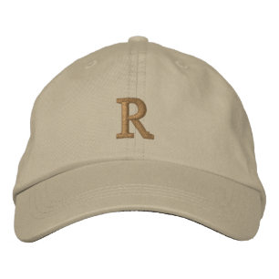 Create Custom Gold Monogram Mens Womens Kids Khaki Embroidered Hat