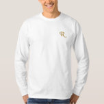 Create Custom Mens Gold Monogram Initial  Embroidered Long Sleeve T-Shirt<br><div class="desc">Create your own custom, personalised, casual, loose fitting, heavyweight, 100% cotton, mens faux gold monogram / initials embroidered long sleeve t-shirt. Simply type in your initial / monogram, to customise. Makes a great custom gift, for brother, son, father, husband, boyfriend, grandpa, ..the special men in your life, for birthday, wedding,...</div>