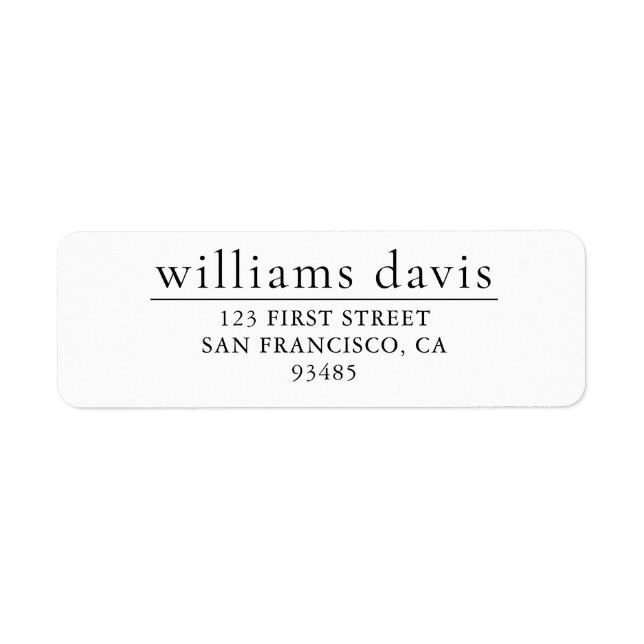 Create Custom Modern Elegant  Return Addres Address Label (Front)