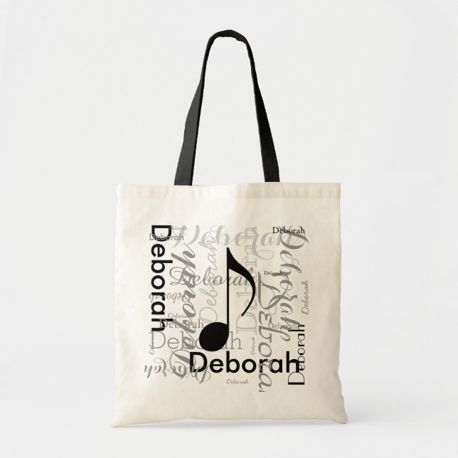 create custom name with music note tote bag (Front)