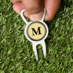 Create Custom Personalised Black Gold Monogrammed Divot Tool<br><div class="desc">Custom, personalised, modern black monogram monogrammed on faux gold background, golf bartender divot tool with ball marker and bottle opener, made of a durable metal construction and featuring a magnetic ball marker slot that holds a ball marker securely in place. Simply type in your initials / monogram, to customise. Make...</div>