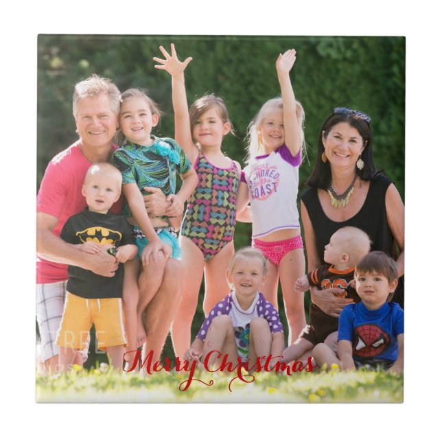 Create Custom Personalised Photo Holiday Christmas Ceramic Tile (Front)