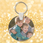 Create Custom Personalised Photo Round Keyring<br><div class="desc">Create your own custom, personalised, round photo keychain / keyring. Simply add your photo and text, to customise. While you add / design, you'll be able to see a preview of your creation, throughout. The keyring features text in elegant faux gold typography script. Makes a great gift for birthday, graduation,...</div>