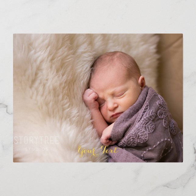 Create Custom Personalised Photo Text Gold Foil In Invitation Postcard (Front)