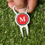 Create Custom Personalised Red White Monogrammed Divot Tool<br><div class="desc">Custom, personalised, modern white monogram monogrammed on red background, golf bartender divot tool with ball marker and bottle opener, made of a durable metal construction and featuring a magnetic ball marker slot that holds a ball marker securely in place. Simply type in your initials / monogram, to customise. Make a...</div>