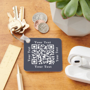 Create Custom QR Code Scan Business Company Logo Key Ring