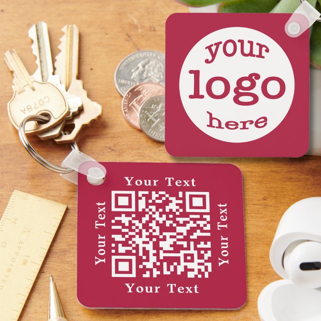 Create Custom QR Code Text Business Company Logo Key Ring (Create Custom QR Code Text Business Company Logo Keychain)