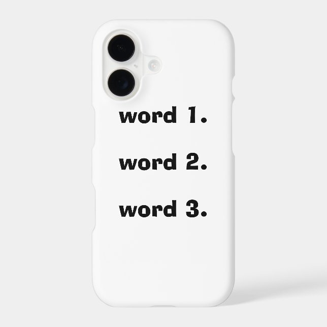 Create custom text simple three words expression (Back)