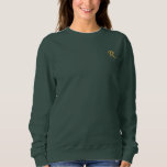 Create Custom Womens Faux Gold Monogrammed Green Embroidered Sweatshirt<br><div class="desc">Create your own custom, personalised, comfortable, plush, durable, womens embroidered monogram / initials long-sleeve classic crewneck sweatshirt. Simply type in your initial / monogram, to customise. Makes a great custom gift, for sister, daughter, mother, wife, girlfriend, grandma, godmother, goddaughter, grandmother, granddaughter, bride, bridesmaid, niece, cousin, aunt, mum, daughter in law,...</div>
