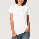 Create Custom Womens Gold Monogram Initials Cotton Embroidered Shirt<br><div class="desc">Create your own custom, personalised, casual, relaxed fit, durable, soft, 100% cotton, tagless, womens embroidered monogram / initials t-shirt. Simply type in your initial / monogram, to customise. Makes a great custom gift, for sister, daughter, mother, wife, girlfriend, grandma, godmother, goddaughter, grandmother, granddaughter, bride, bridesmaid, niece, cousin, aunt, mum, daughter...</div>