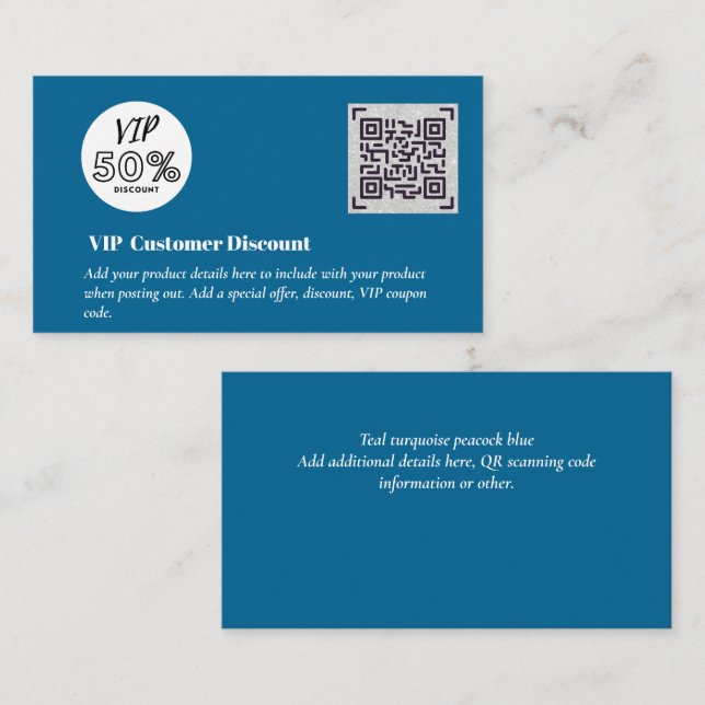 Create Customer VIP Discount Packaging QR Codes Enclosure Card (Front/Back)