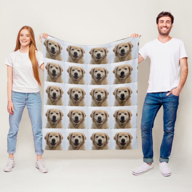 Create Dog Photo Pet Puppy Pattern Fleece Blanket (In Situ)