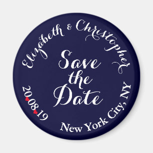 Create Elegant Blue White Wedding Save the Date Magnet