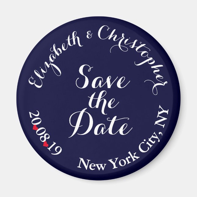 Create Elegant Blue White Wedding Save the Date Magnet (Front)