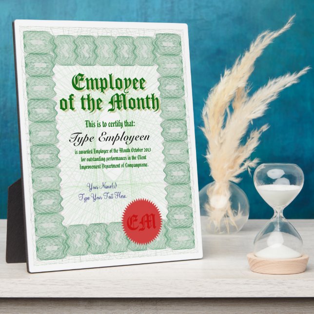 Create Employee of the Month Award Certificate Plaque (Side)