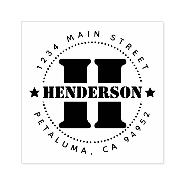 Create Family Name Letter Return Address Rubber Stamp (Imprint)