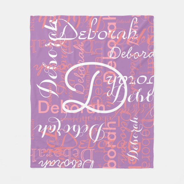 Create Feminine Name Typography Lavender Fleece Blanket (Front)