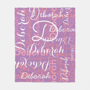 Create feminine name typography lavender fleece blanket