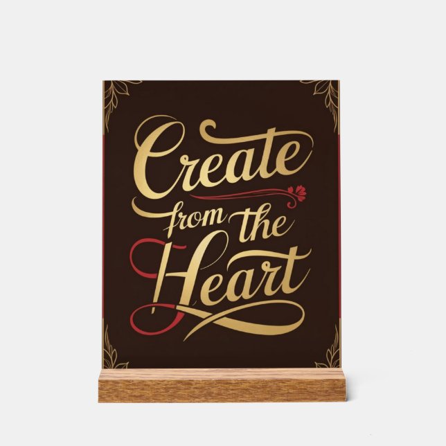 Create From The Heart Acrylic Sign (Front)