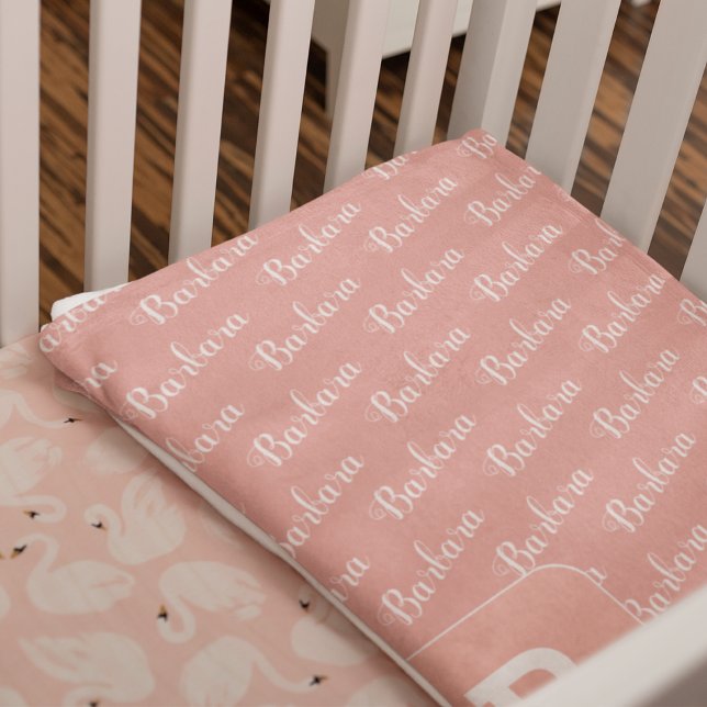 create girl name monogram pink fleece blanket (Creator Uploaded)
