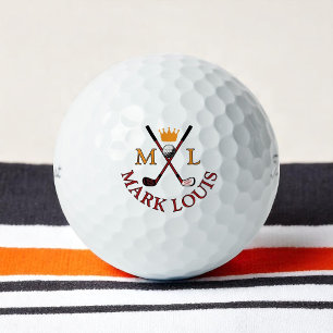 Create Golfer Logo Crossed Clubs King Crown Golf Balls