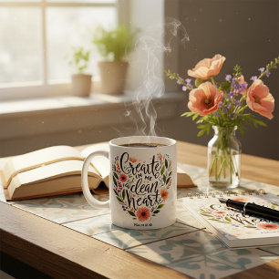 Create in Me a clean Heart floral monogram Coffee Mug