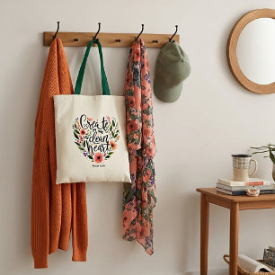 Create in Me a clean Heart floral Tote Bag