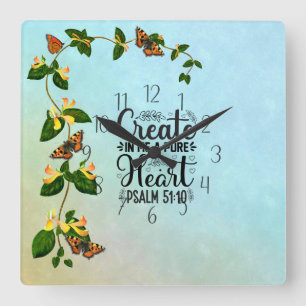 Create in me a Pure Heart Psalm 51: 10 Square Wall Clock