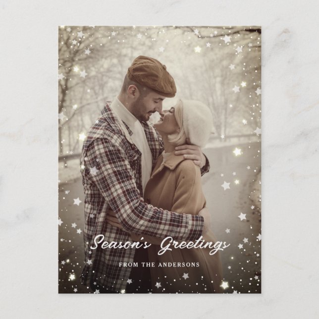 Create Instant Vintage Photo Season's Greetings Holiday Postcard (Front)