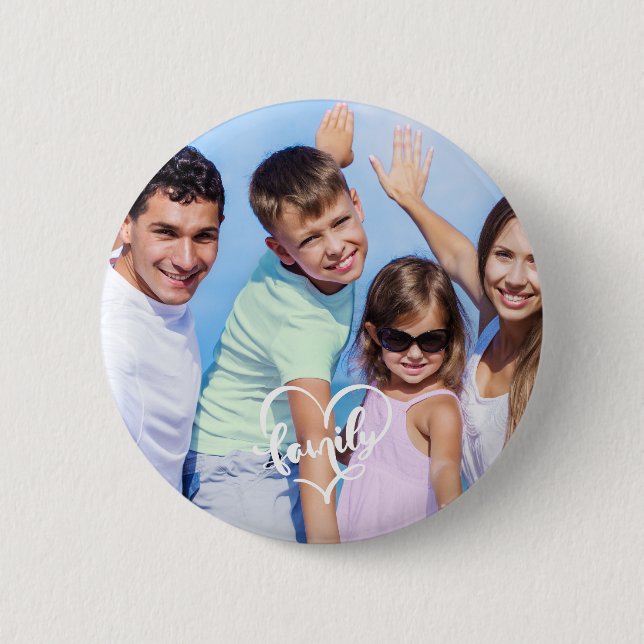 Create it yourself family script Custom Photo 6 Cm Round Badge (Front)