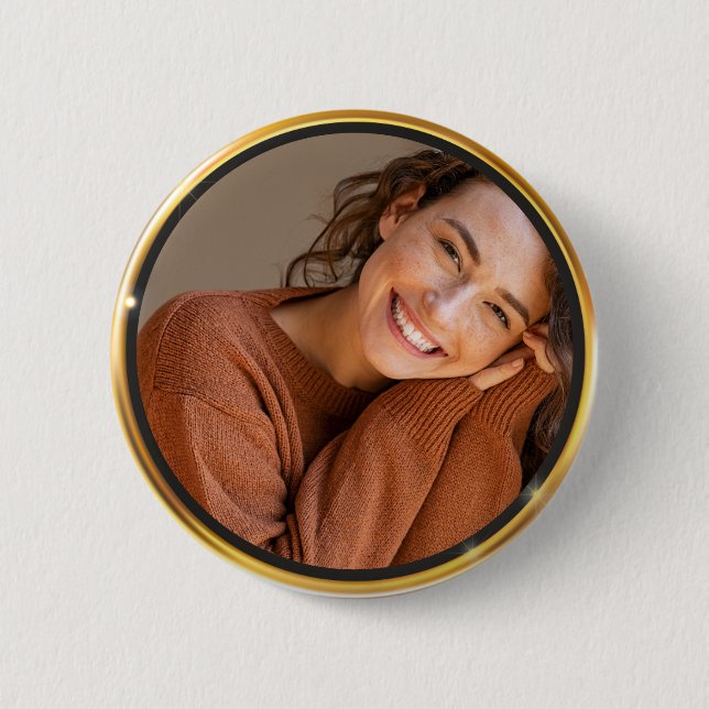 Create it yourself Gold Frame Photo 6 Cm Round Badge (Front)