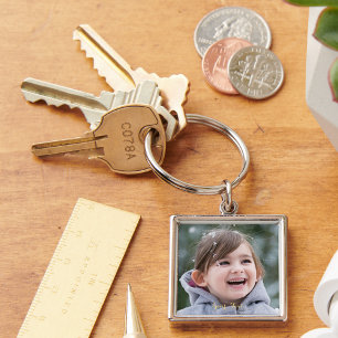 Create Make Custom Photo Text Square Metal Keyring