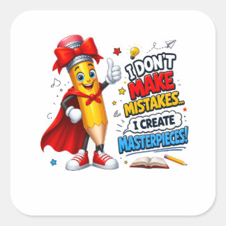 Create Masterpieces Cute Pencil Art Square Sticker
