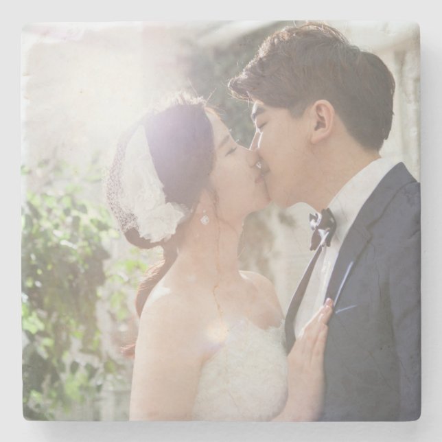 Create Memorable Wedding Photo Stone Coaster (Front)