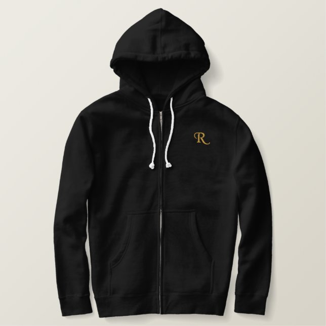 Create Mens Custom Monogram Fathers Day Birthday Embroidered Hoodie (Design Front)