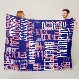Create Modern Typography Pattern of Names Fleece Blanket